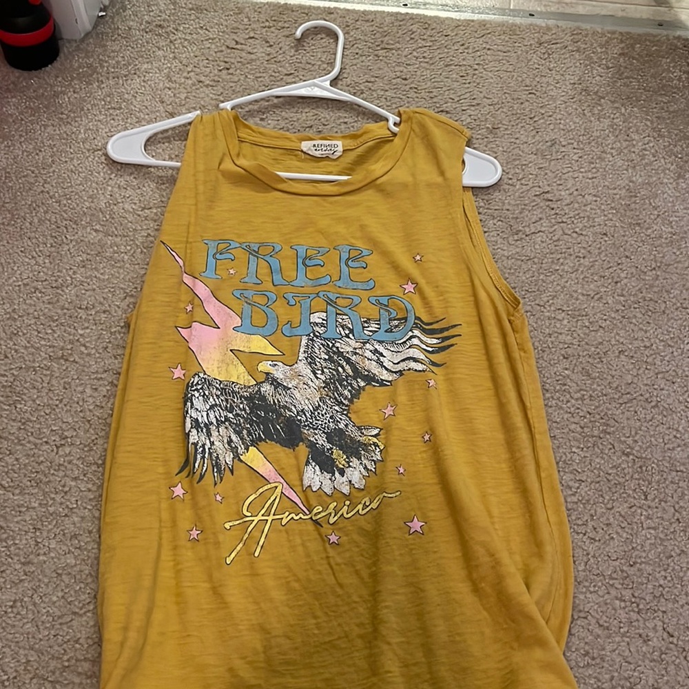 free bird graphic muscle sleeve top